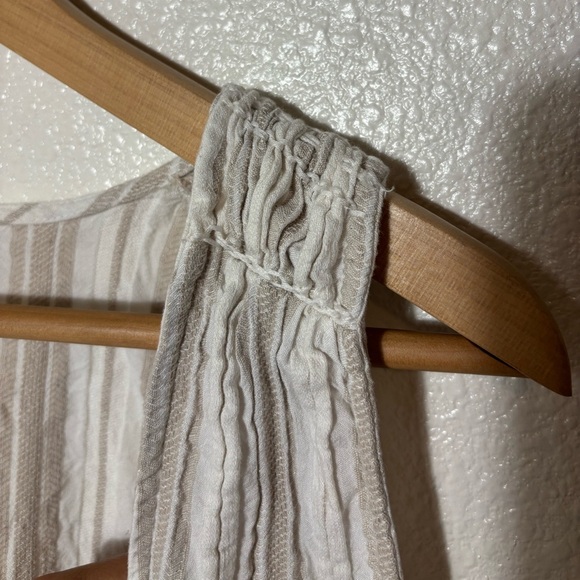 Free People By My Side Striped Printed Sleeveless Blouse Top Size Large Ivory - Picture 3 of 6